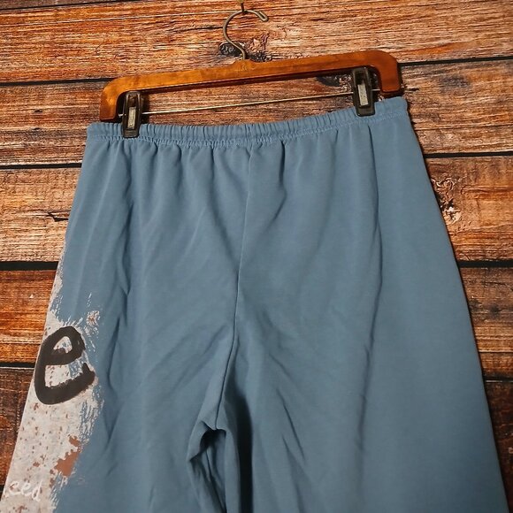 Natural Life Jogger Pants M Blue All You Need Is Love Floral Drawstring - Picture 5 of 6